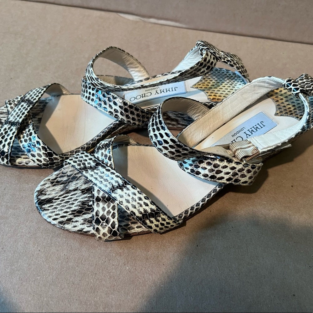 Jimmy Choo beige and brown skin wedge Sandals